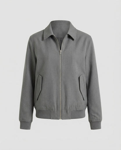 Herren Baseballjacke Grau Vintage Sportlich Übergangsjacke