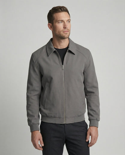 Herren Baseballjacke Grau Schwarz Übergangsjacke Vintage Style - BerlinGlamour