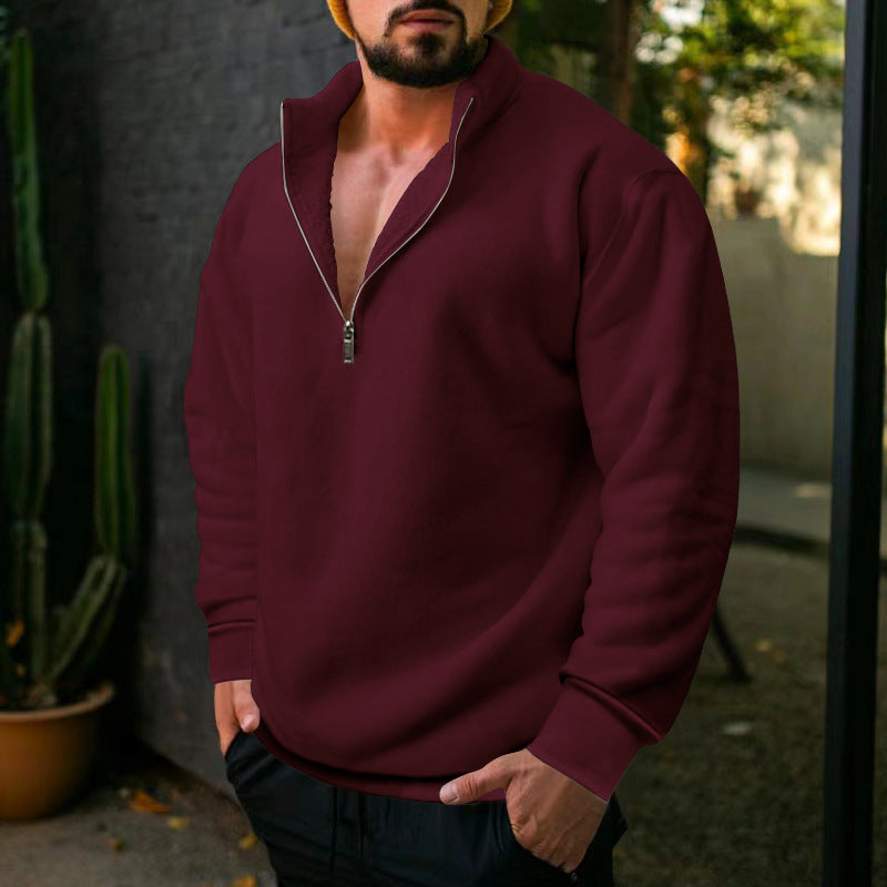 Herren Fleece Pullover Lässig Halbzipp Modern - BerlinGlamour