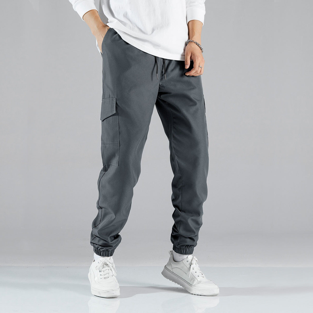 Herren Cargo-Hose Bequem mit verstellbarem Bund und Taschen