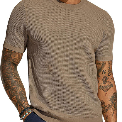 Herren Strickshirt Leicht Luftig Netzstruktur Sommer