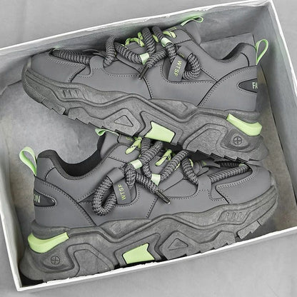 Damen Sneaker Sportlich Chunky Schnell Schnüren