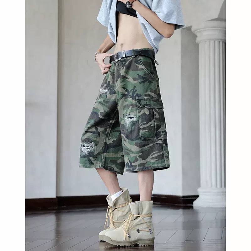 Herren Cargo-Shorts Camouflage Vieltaschig Robust - BerlinGlamour