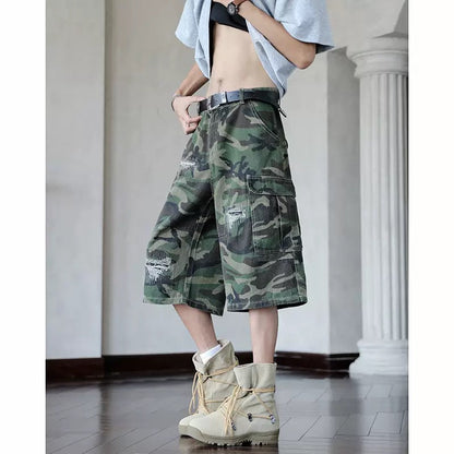 Herren Cargo-Shorts Camouflage Vieltaschig Robust - BerlinGlamour