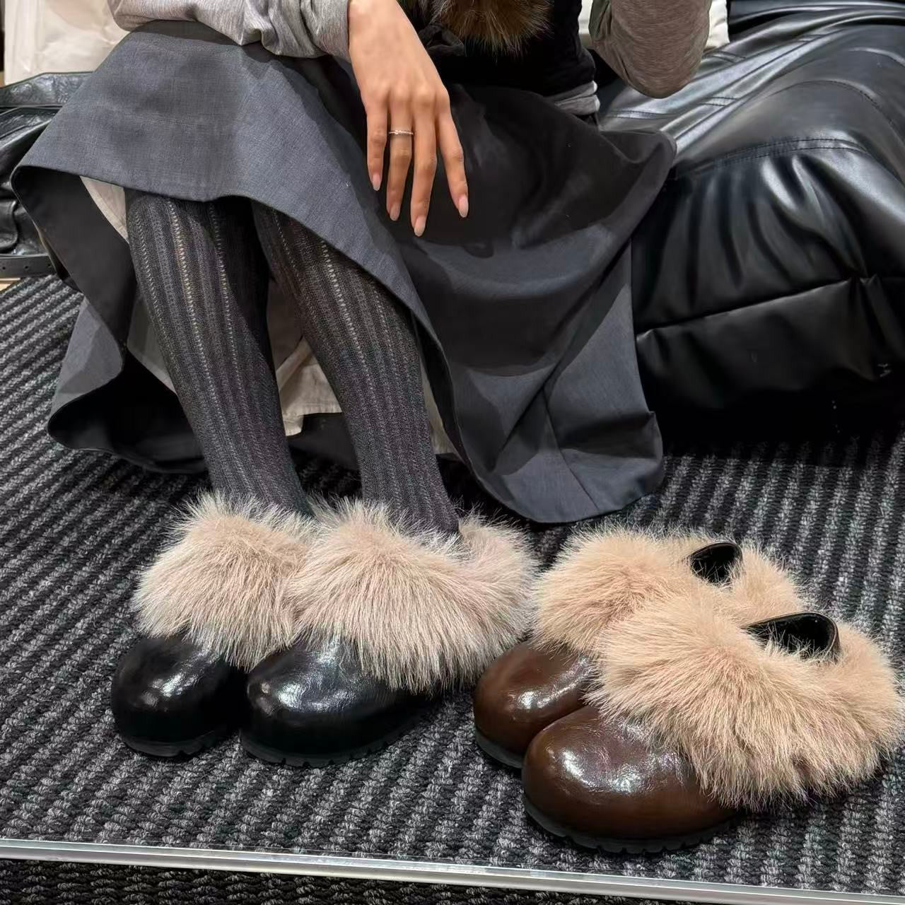 Damen Clogs Warm Fellkragen Rutschfest Winter - BerlinGlamour