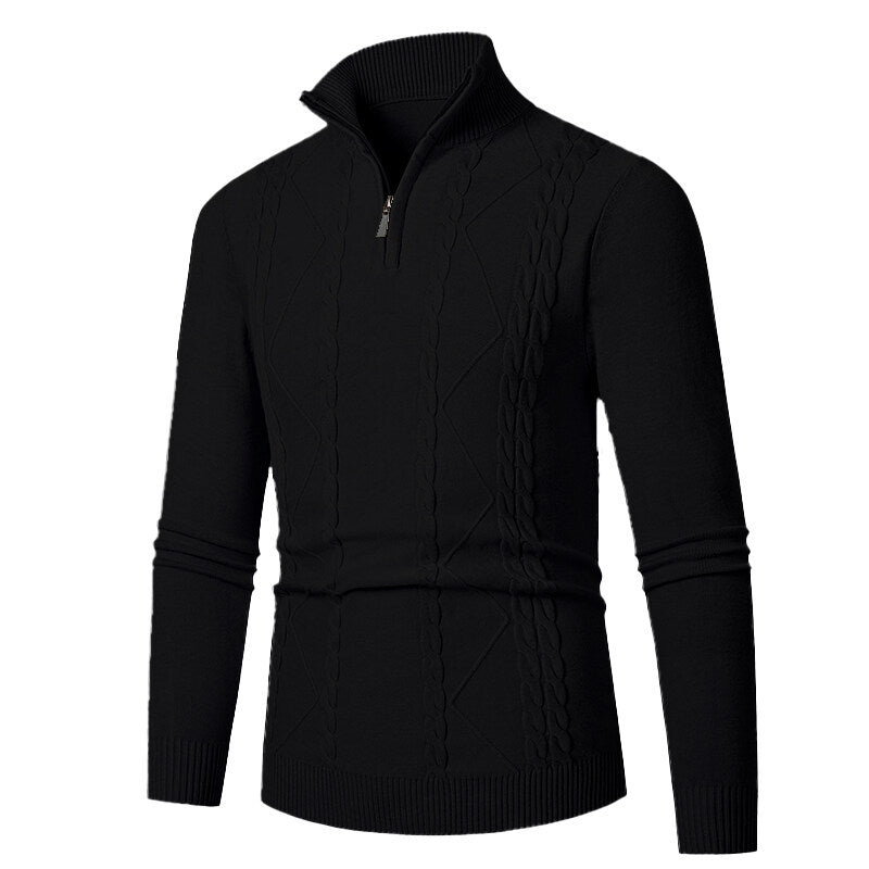 Herren Strickpullover Stehkragen Zopfmuster Modern