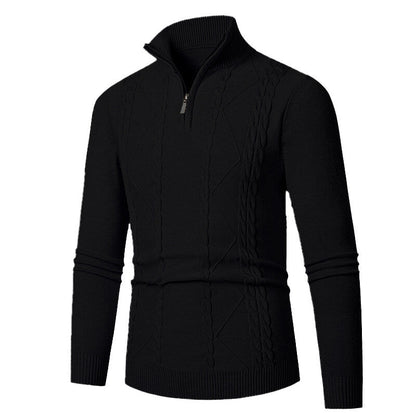 Herren Strickpullover Stehkragen Zopfmuster Modern