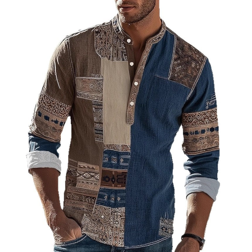 Herren Hemd Modern Patchwork Style Einzigartig