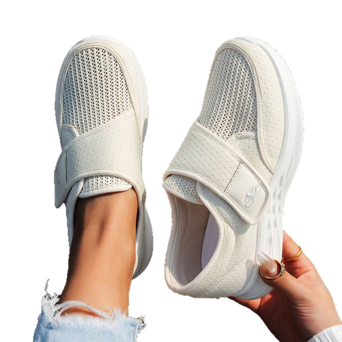 Damen Bequeme Schuhe Mit Klettverschluss Komfortabel