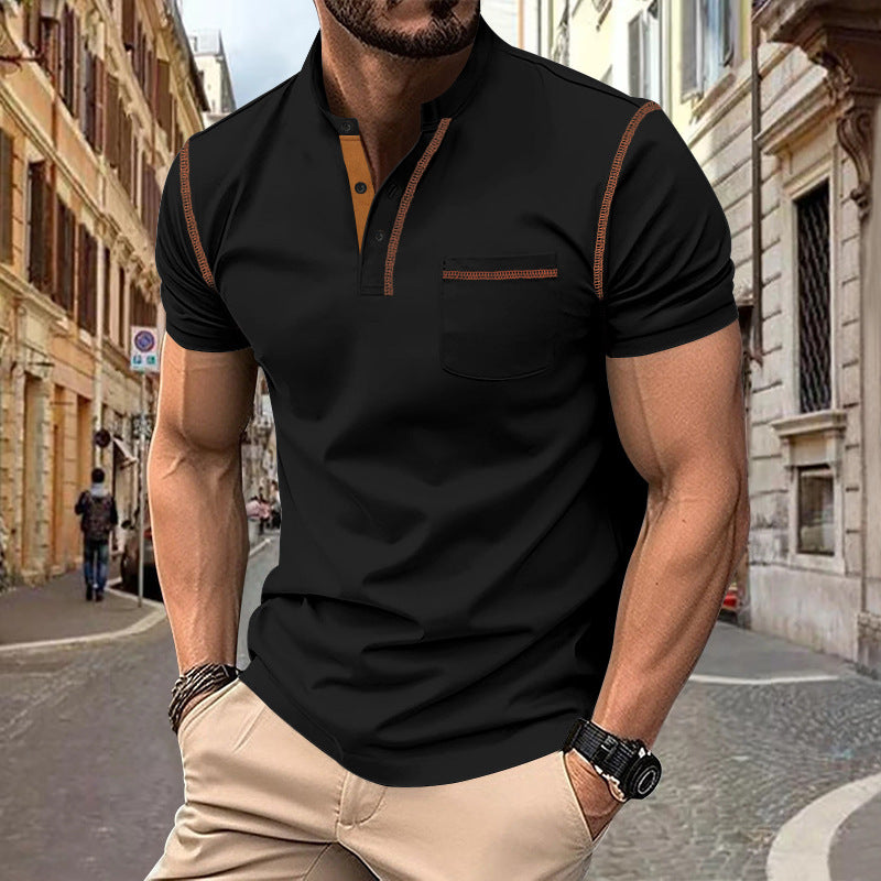 Herren Polo-Shirt Modern Struktur Knöpfe Slim-Fit