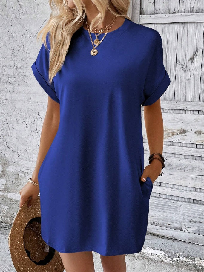 Damen T-Shirt-Kleid mit Taschen Lässig Leger Sommerkleid