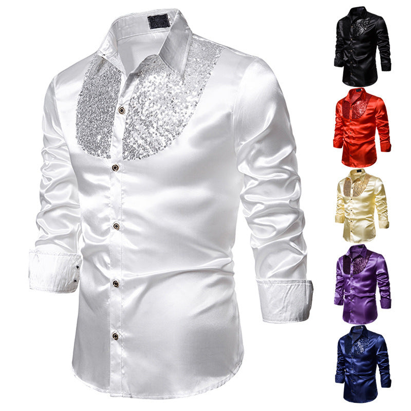 Herren Seidenhemd Glänzend mit Pailletten Elegant - BerlinGlamour