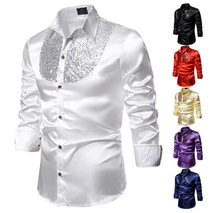 Herren Seidenhemd Glänzend mit Pailletten Elegant - BerlinGlamour
