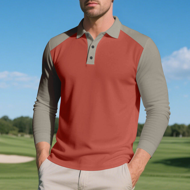 Herren Polo-Shirt Langarm Sportlich Atmungsaktiv