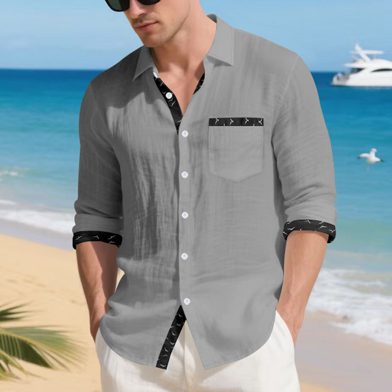 Herren Hemd Langarm Modern mit Kontrastdetails