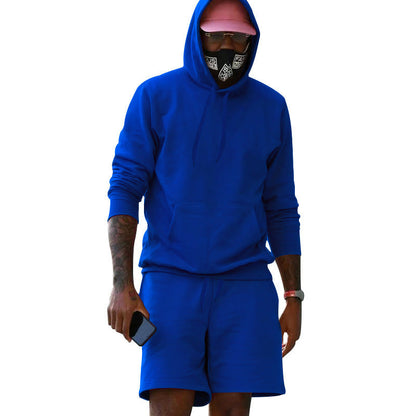Herren Sport-Outfit Hoodie Shorts Set Athletisch Grau