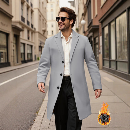 Herren Mantel Doppelreihig Elegant Leder