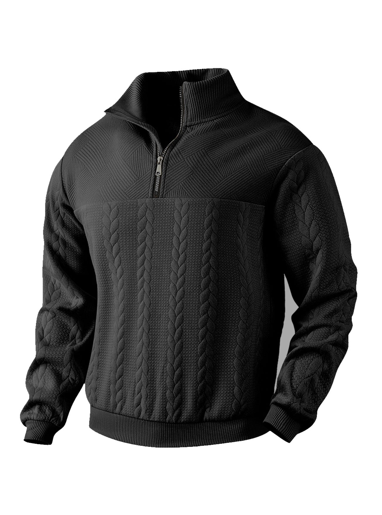 Herren Strickpullover Hoher Kragen Reißverschluss Modern