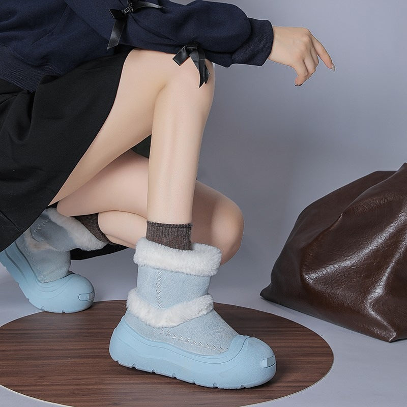 Damen Winterstiefel Warm Rutschfest Kunstfellkragen