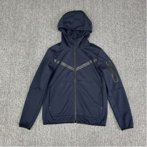 Herren Fleecejacke Sportlich mit Kapuze und Reißverschlusstaschen