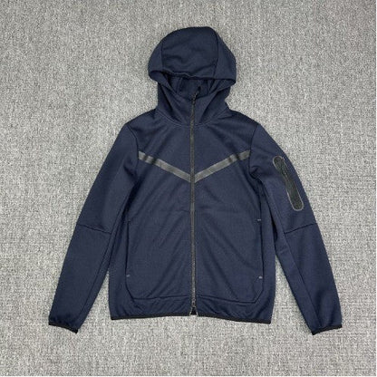 Herren Fleecejacke Sportlich mit Kapuze und Reißverschlusstaschen