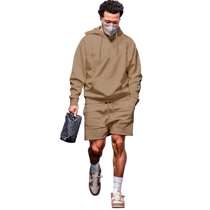 Herren Sportset Hoodie Shorts atmungsaktiv mit Taschen