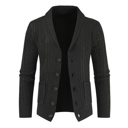 Herren Strickjacke Klassisch mit Knöpfen und Kabelmuster