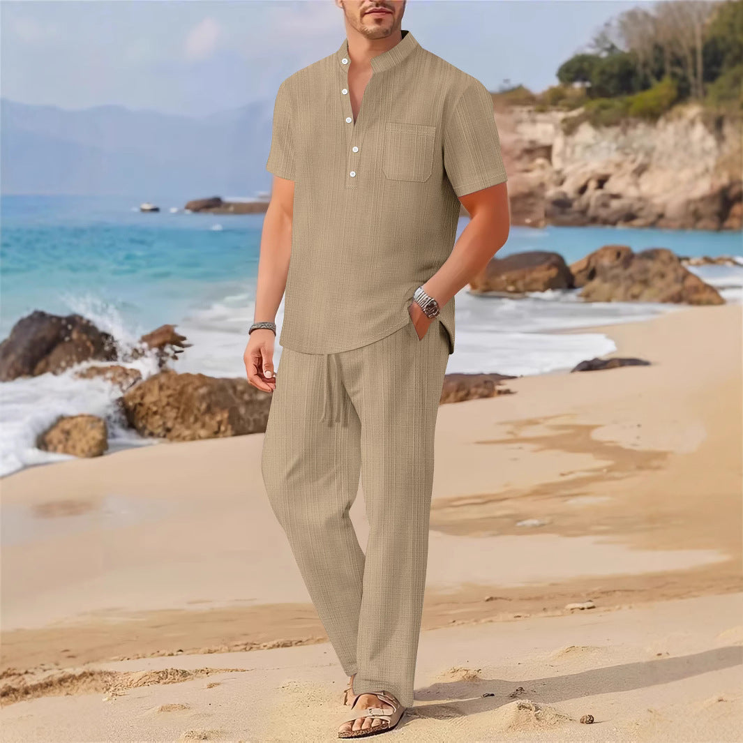 Männer Sommer Outfit Kurzarmhemd lockere Hose