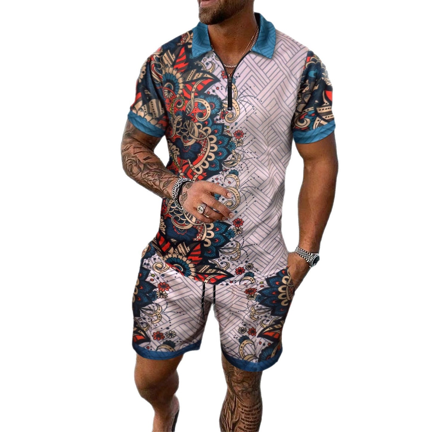 Herren Freizeit-Set Modern mit Taschen und Trend-Druck