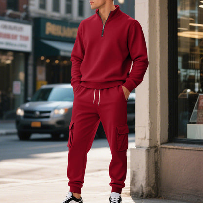 Herren Freizeitset Sportlich mit Cargo-Taschen Hochkragen