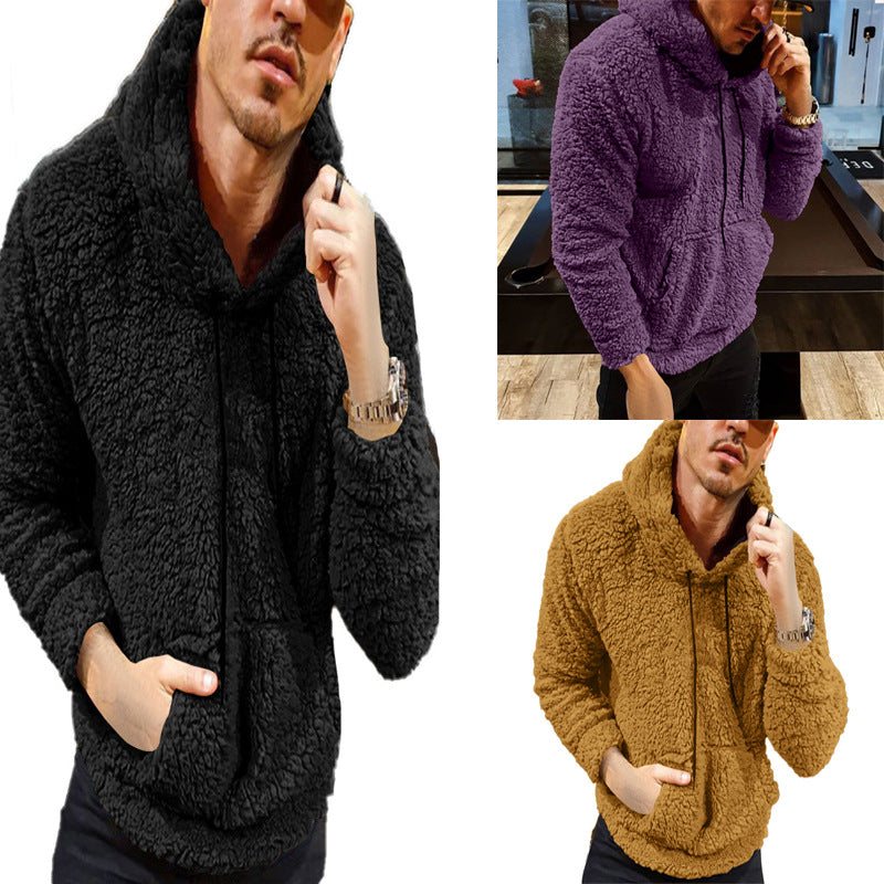 Herren Fleece Hoodie Warm Kuschelig Grau - BerlinGlamour