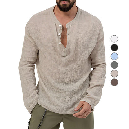 Herren Langarmhemd Casual Strukturiert Knöpfe Modern