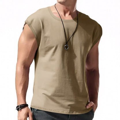 Ärmelloses Herren T-Shirt Lockere Passform Rundhals Modern
