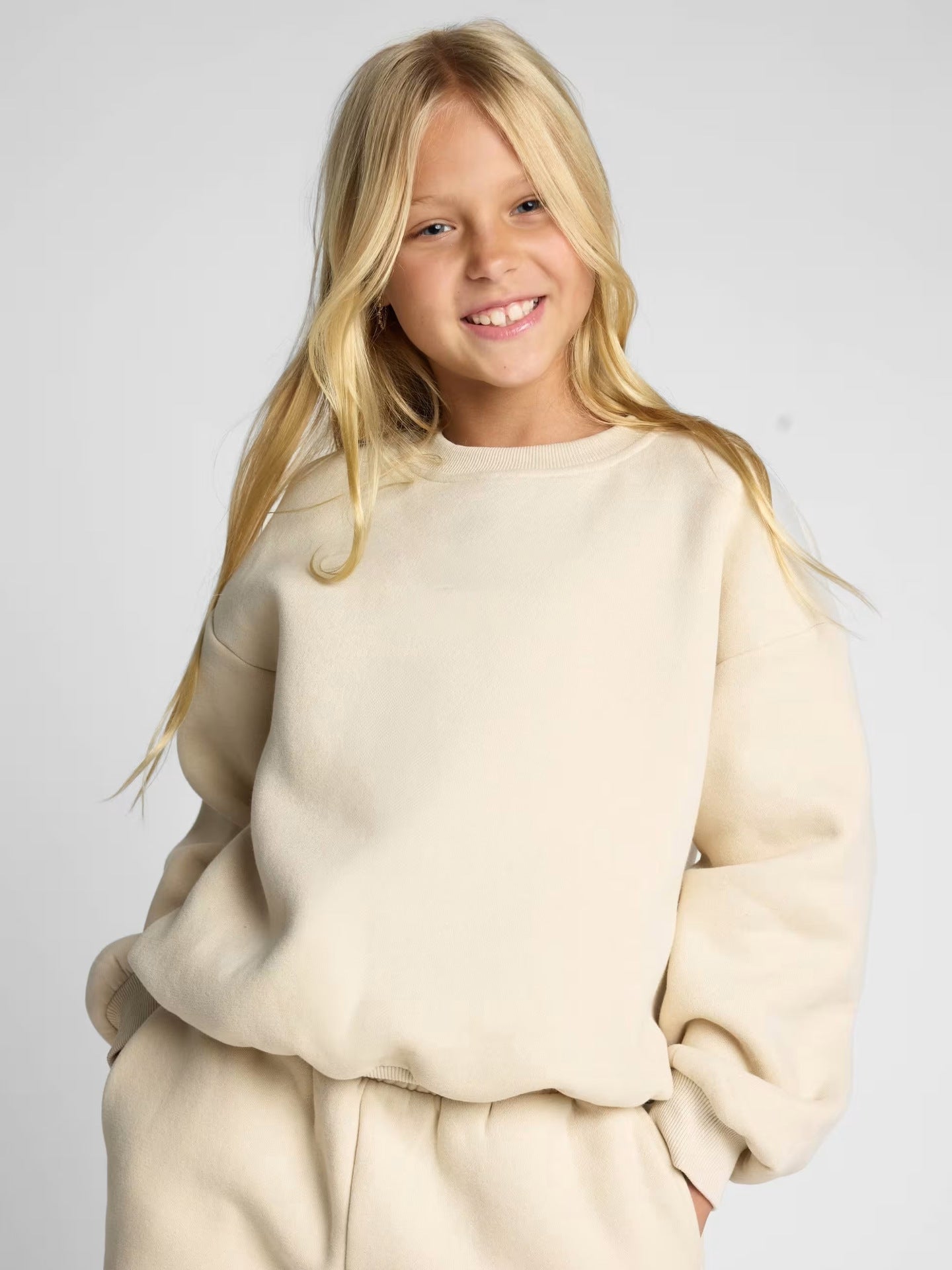 Damen Sweatshirt Oversized Schultern Hochkragen Bequem