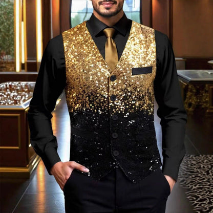 Herren Smokings Weste Glitzer Pailletten Luxus Design - BerlinGlamour