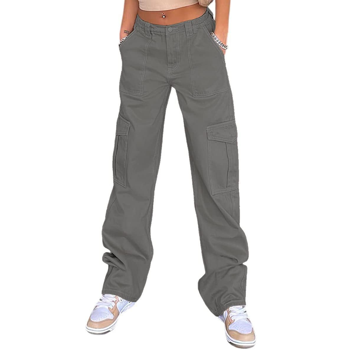 Damen Cargo-Hose Weite Bein mit Seitentaschen