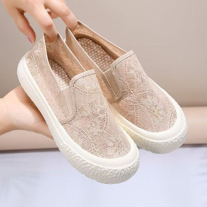 Damen Sneaker Slip-On Gehäkelt Elastisch Bequem - BerlinGlamour