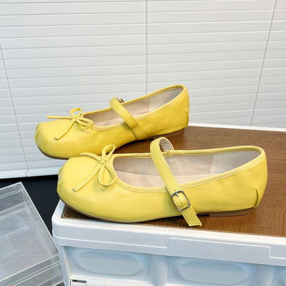 Damen Ballerinas Elegante Schleifen Riemen Schuhe