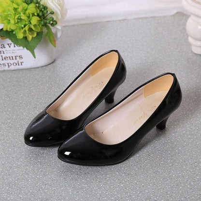 Elegante Damen Pumps Hochhackig Schwarz Glanz