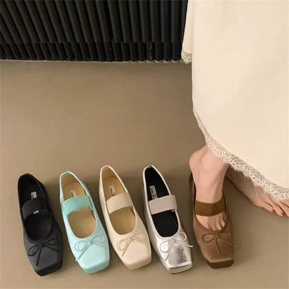 Damen Ballerinas Elastisch Schleifenakzent Moderne Frauen Schuhe - BerlinGlamour