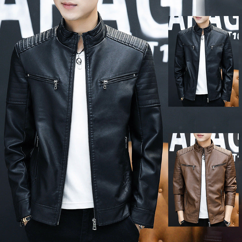 Herren Lederjacke Kunstleder Bikerjacke schwarz Glamour - BerlinGlamour
