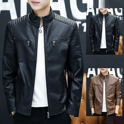 Herren Lederjacke Kunstleder Bikerjacke schwarz Glamour - BerlinGlamour