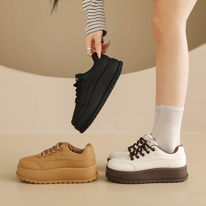 Damen Sneaker Komfort Laufsohle Dicke Mode Schuhe