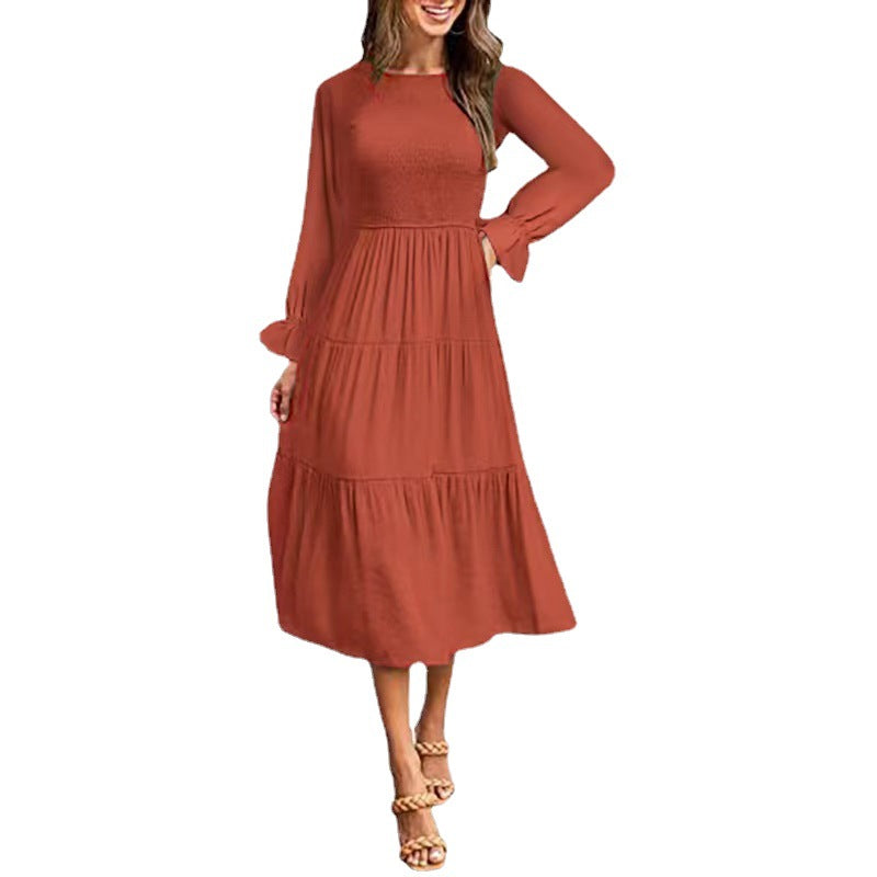 Elegantes Maxikleid Rüschen Damenkleid Lang