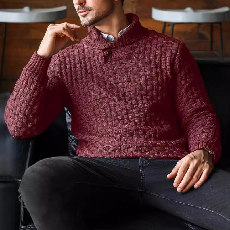 Herren Strickpullover Modern mit Stehkragen und Muster