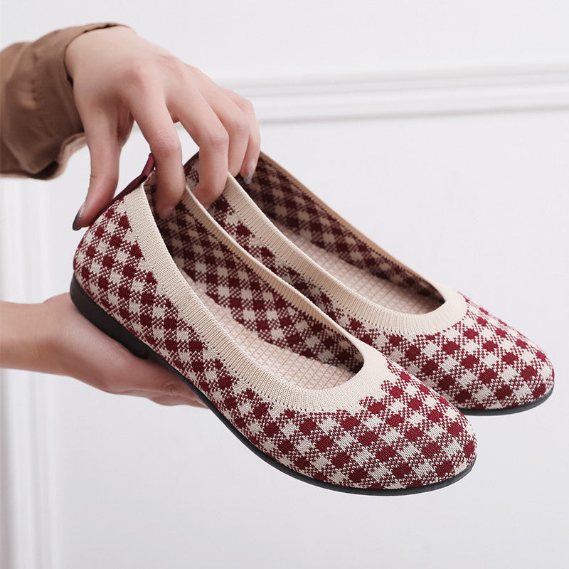 Damen Ballerinas Atmungsaktiv Strick Oberteil Modisch - BerlinGlamour