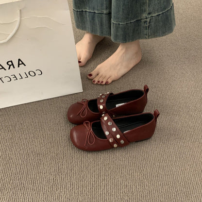 Damen Ballerinas mit Punkten und Schnalle Modern