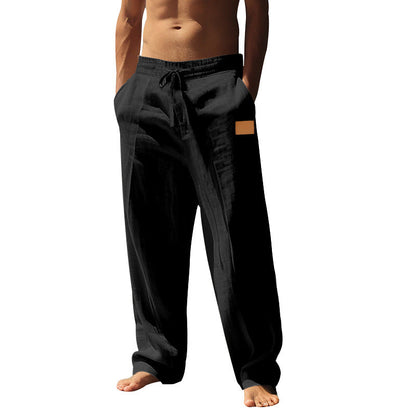 Herren Leinen Shorts Bequem Elastisch mit Seiten Taschen