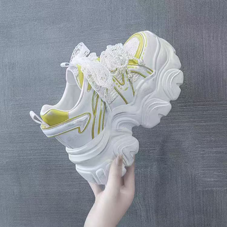 Damen Sneaker Perlen Mesh Oberfläche Modisch