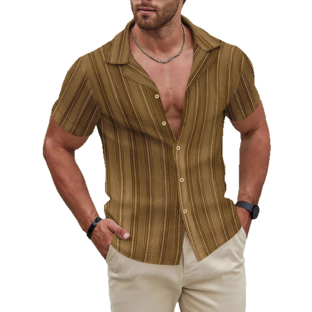 Herren Kurzarmhemd Modern mit Struktur Optik Trendy